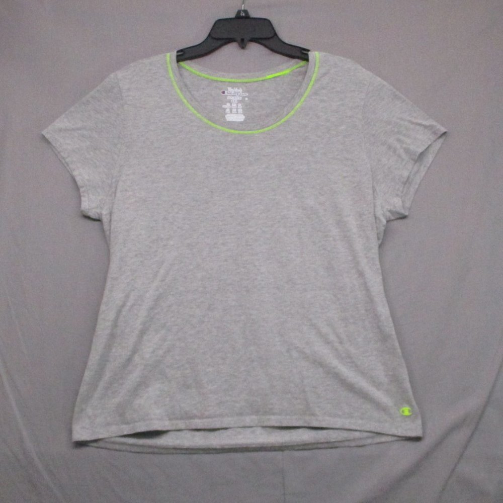 Champion Short Sleeve T-Shirt U-Neck Gray Woman Size |‎ 2XL